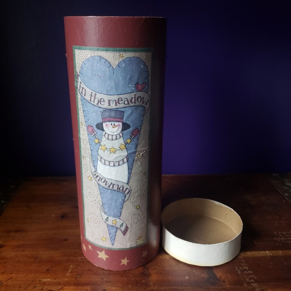 VTG Christmas in the Country Snowman Canister Farmhouse Cottage Grandma Core